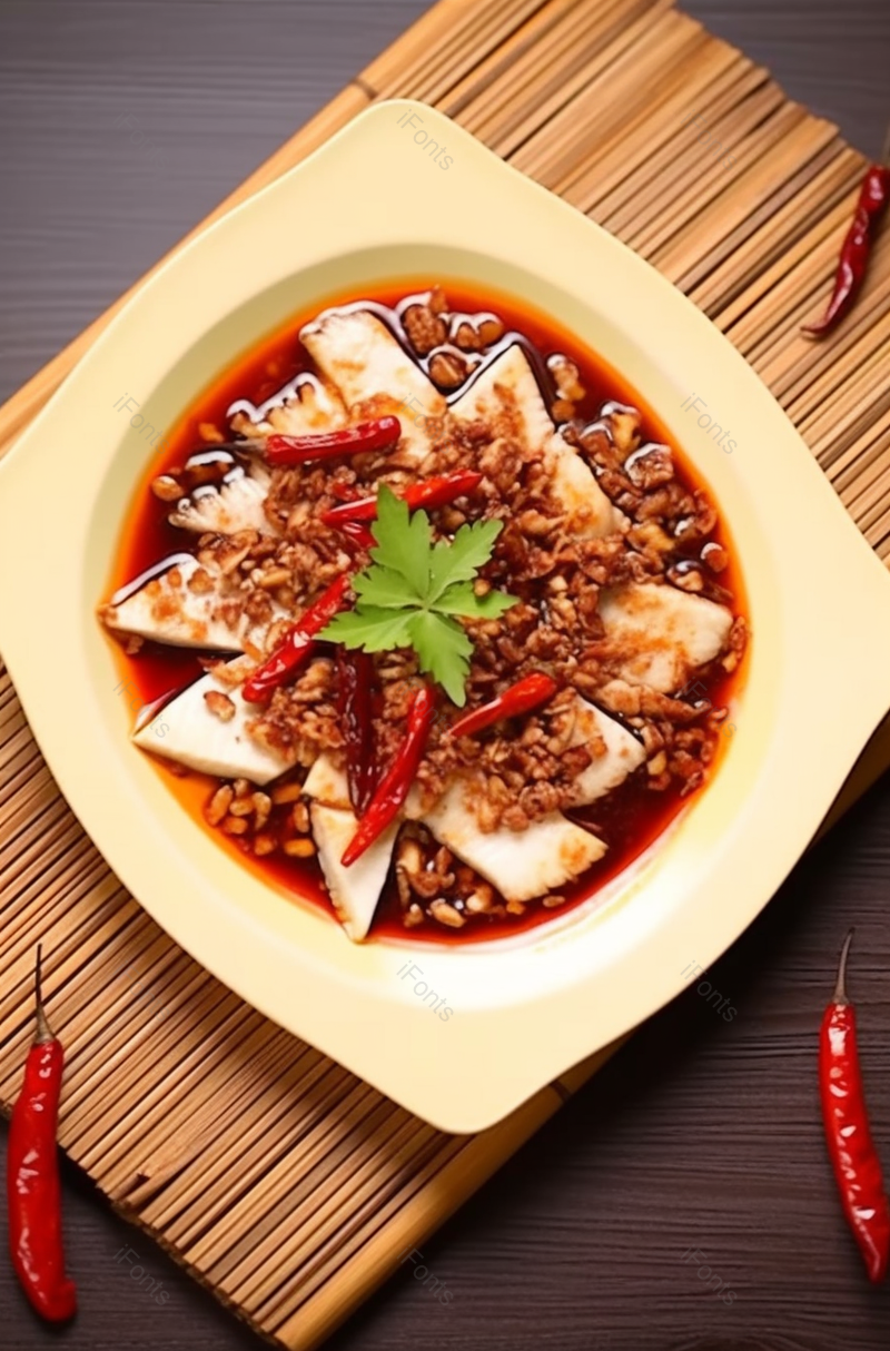 案板上盘子里美味的沸腾鱼,高清,摄影图,摄影图片,图片大全,摄影图免费下载